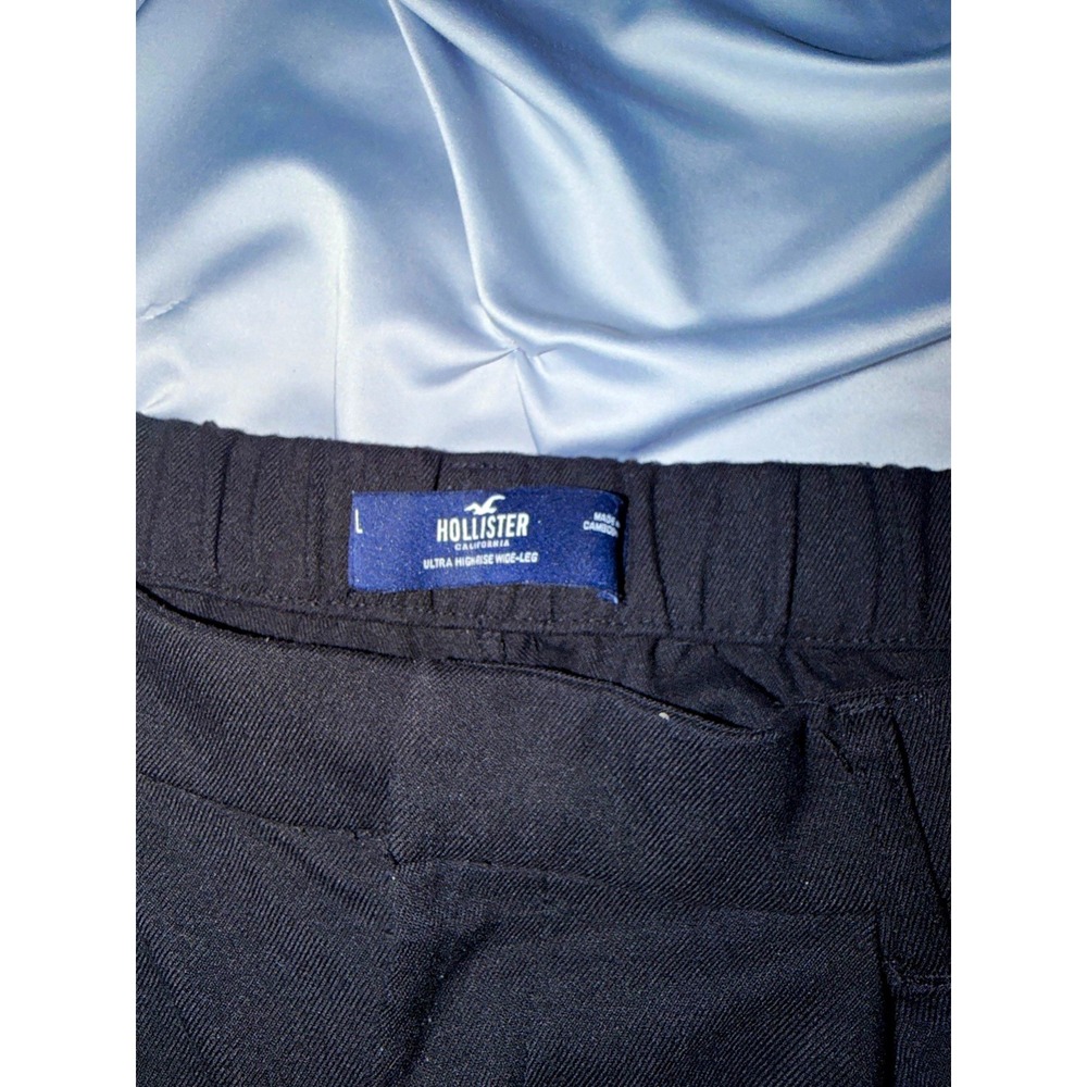 Hollister Women’s Black Wide Leg Pants High Rise Solid Elastic Waist Size L